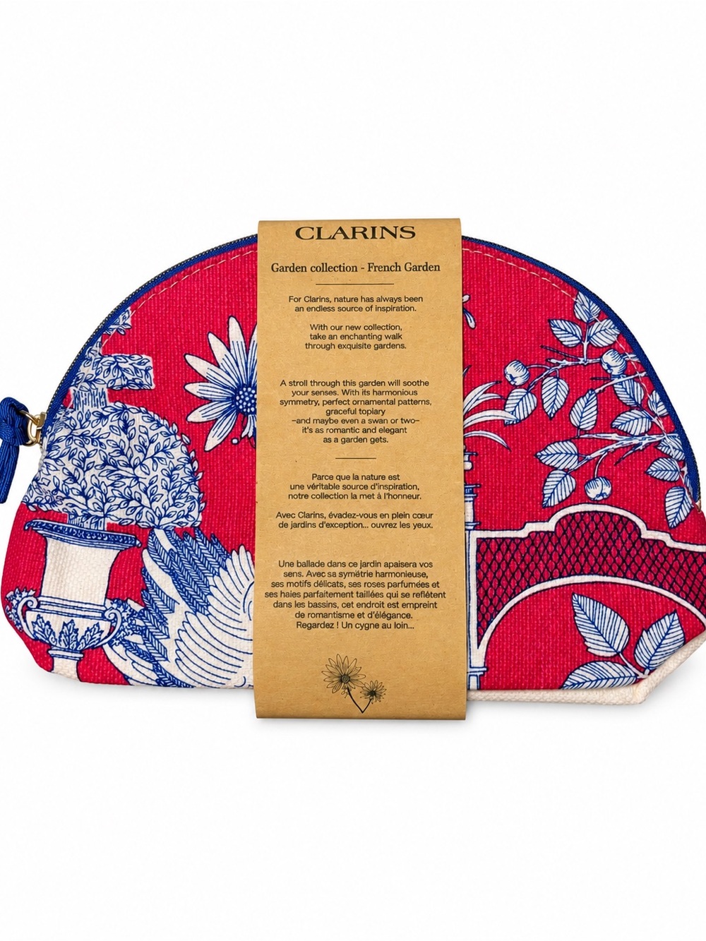 Clarins French Garden Collection Cotton Linen Floral Cosmetic Travel